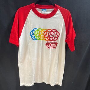 Disney World Epcot Center T Shirt Single Stitch ¾ Red White Large Vtg